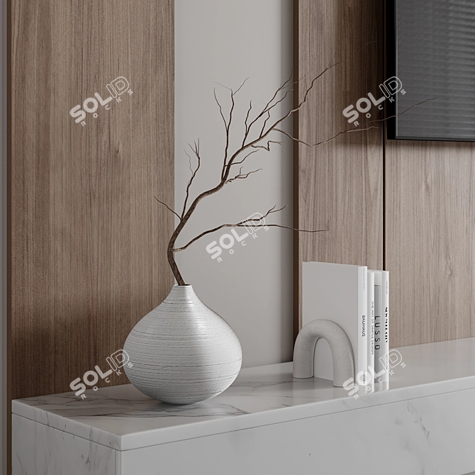 Minimalist TV Wall with Fireplace 3D model image 4