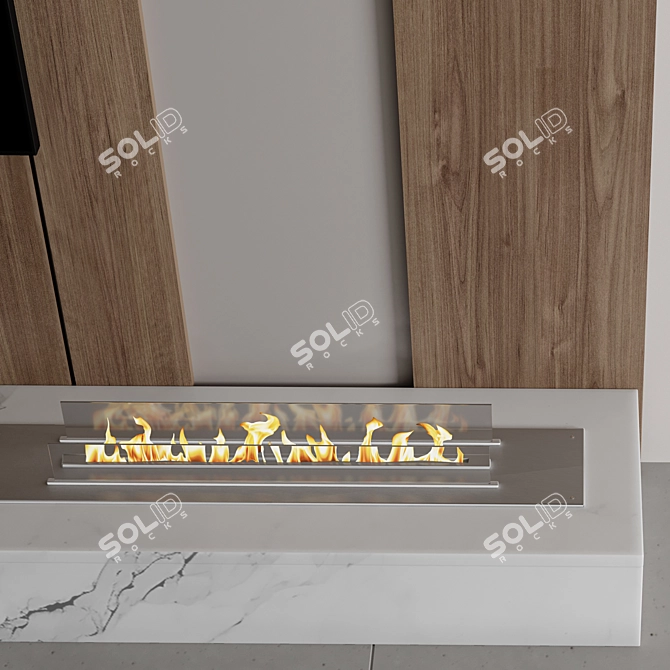 Minimalist TV Wall with Fireplace 3D model image 6