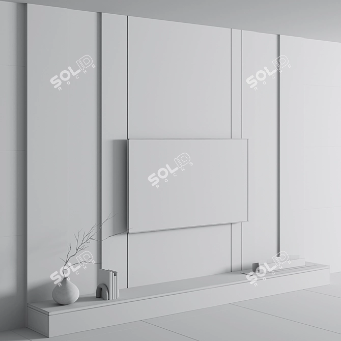 Minimalist TV Wall with Fireplace 3D model image 7