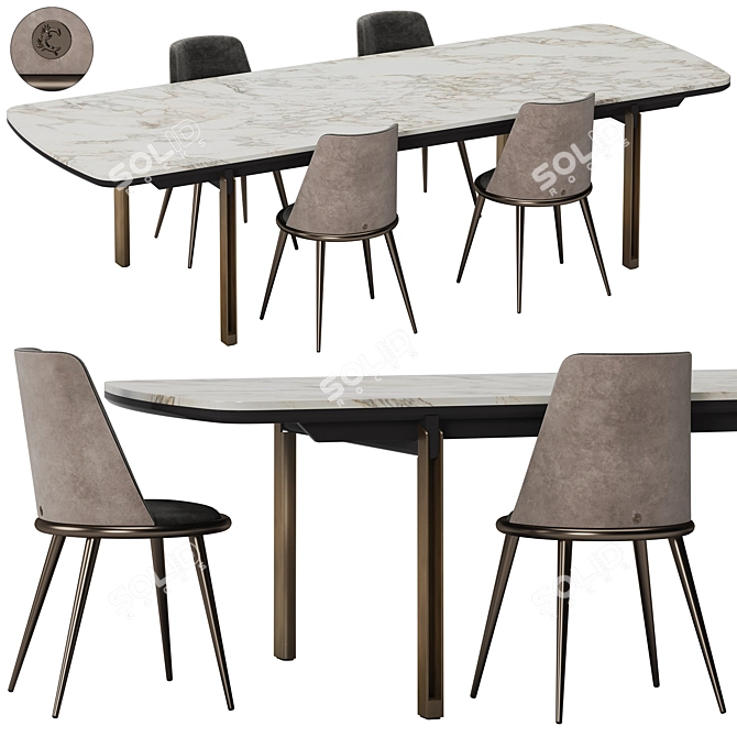 Sleek Mirage Dining Set, Cantori 3D model image 1