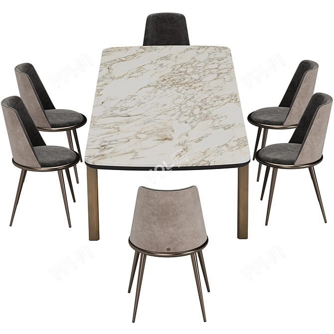 Sleek Mirage Dining Set, Cantori 3D model image 3