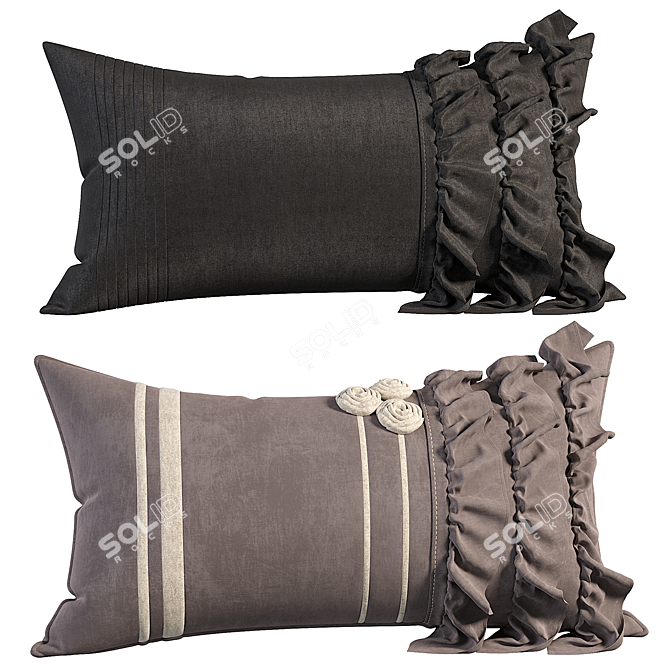 Elegant Decorative Pillows Set 3D model image 1