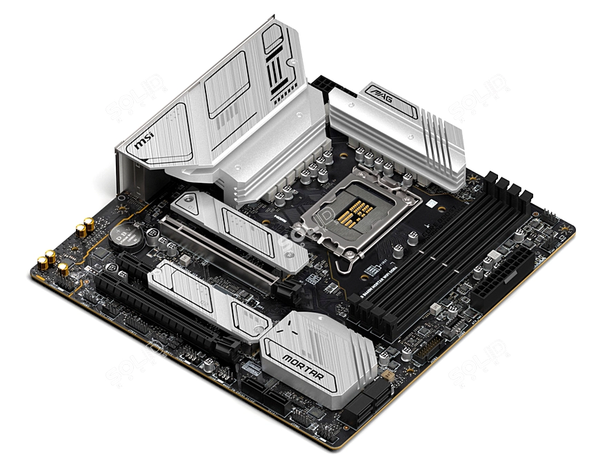 MSI MAG B760M MORTAR Motherboard 3D model image 2