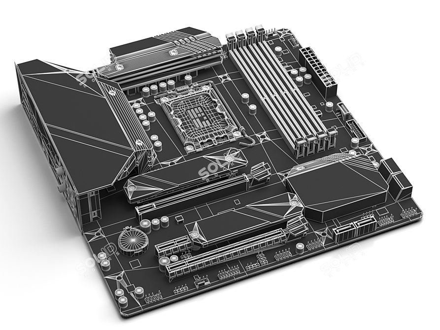 MSI MAG B760M MORTAR Motherboard 3D model image 7