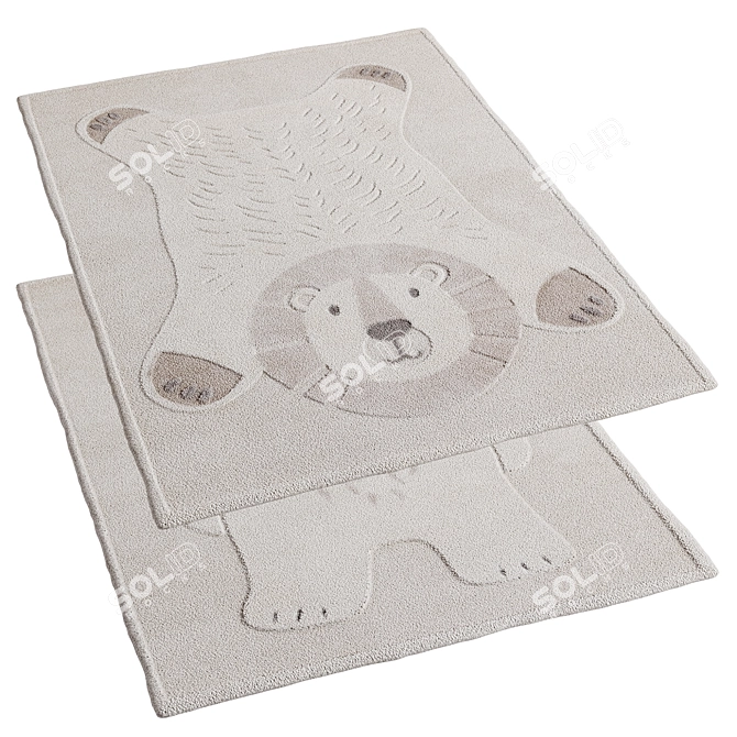 Panda Bear Children's Rugs Set 3D model image 1