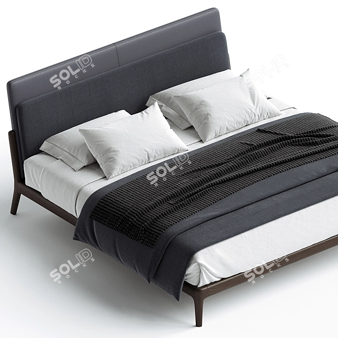 Stylish Bowery Wooden Bed Frame 3D model image 2