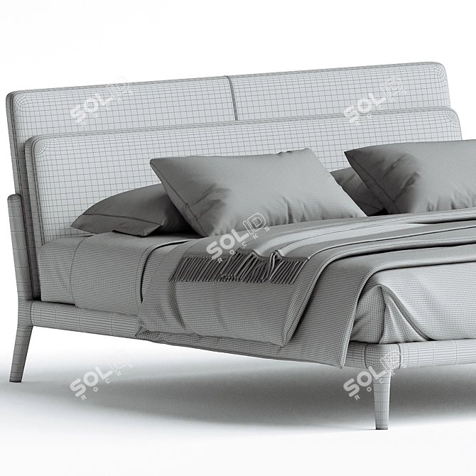 Stylish Bowery Wooden Bed Frame 3D model image 3