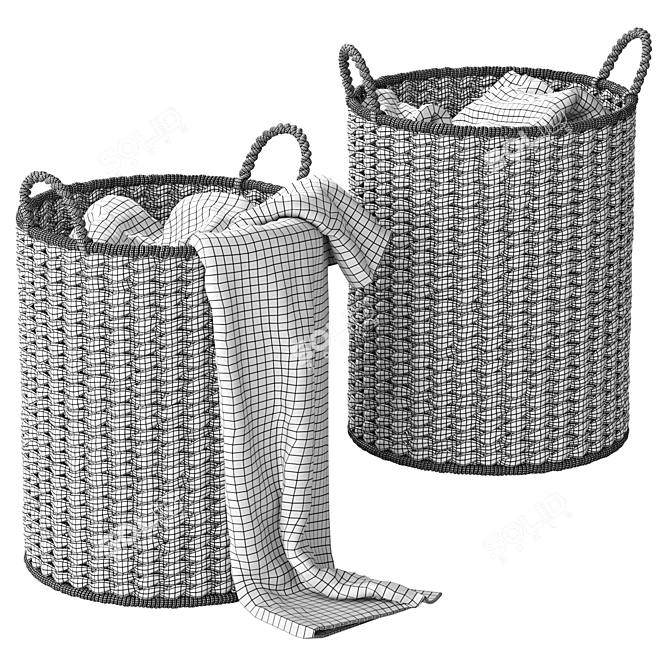 Savannah Seagrass Tote Basket 3D model image 3