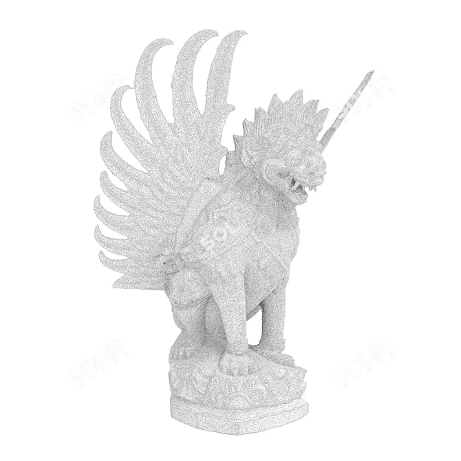 Bali Winged Lion Art Scans 3D model image 4