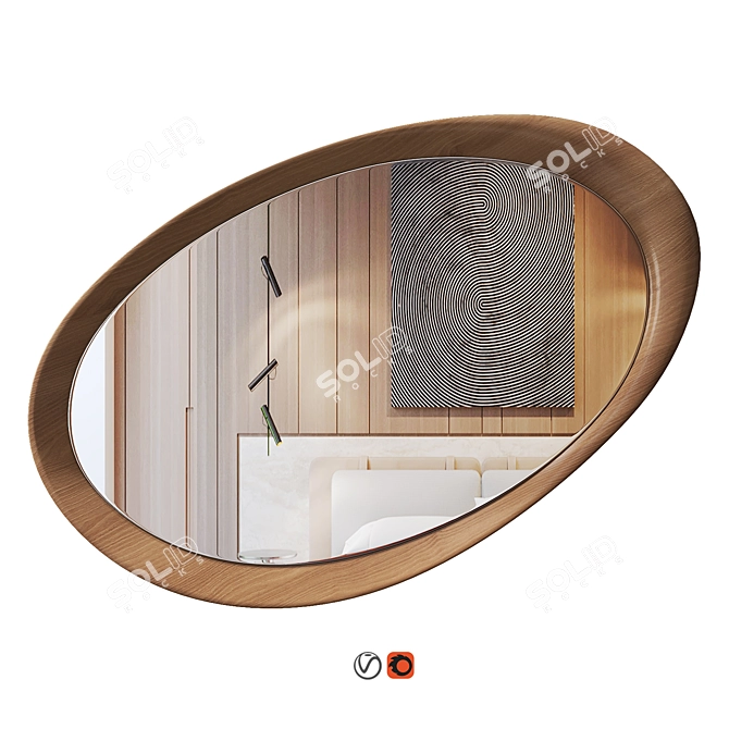 Artisan Wood Glass Mirror Home 3D model image 1