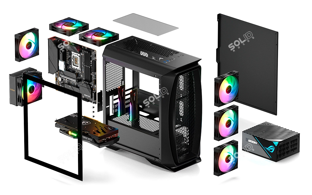 Mini Gaming PC | RGB Lighting | V-Ray 3D model image 6