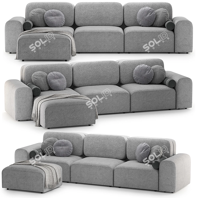 Parma Corner Modular Sofa 3800mm 3D model image 1