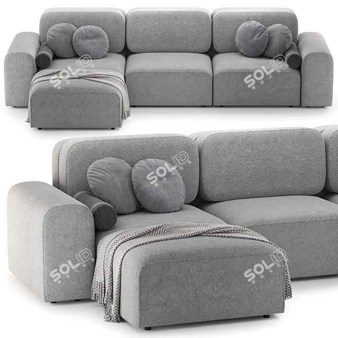 Parma Corner Modular Sofa 3800mm 3D model image 2