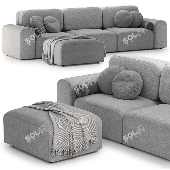 Parma Corner Modular Sofa 3800mm 3D model image 3