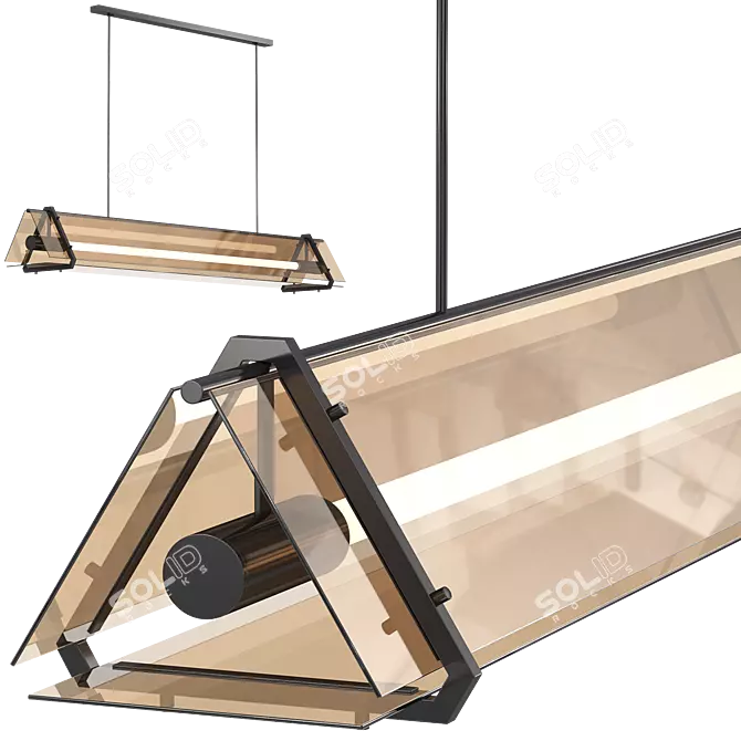 Modern Amber Glass Chandelier Fixture 3D model image 1