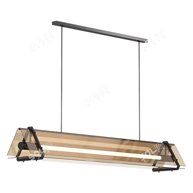 Modern Amber Glass Chandelier Fixture 3D model image 2