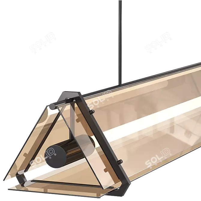 Modern Amber Glass Chandelier Fixture 3D model image 4