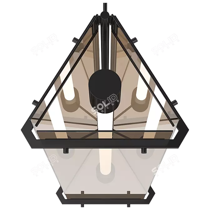 Modern Amber Glass Chandelier Fixture 3D model image 5