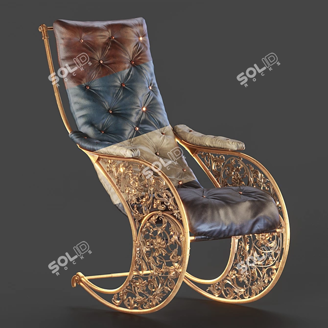 Elegant Winfield Rocking Chair 3D model image 4