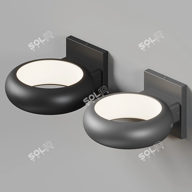 Modern Aluminum Ring LED Wall Sconce 3D model image 2