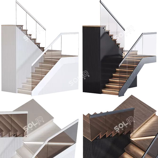 Modern Stair 3D Model Kit 3D model image 1