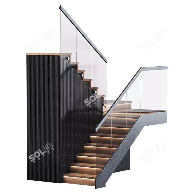 Modern Stair 3D Model Kit 3D model image 2