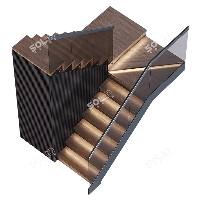 Modern Stair 3D Model Kit 3D model image 3