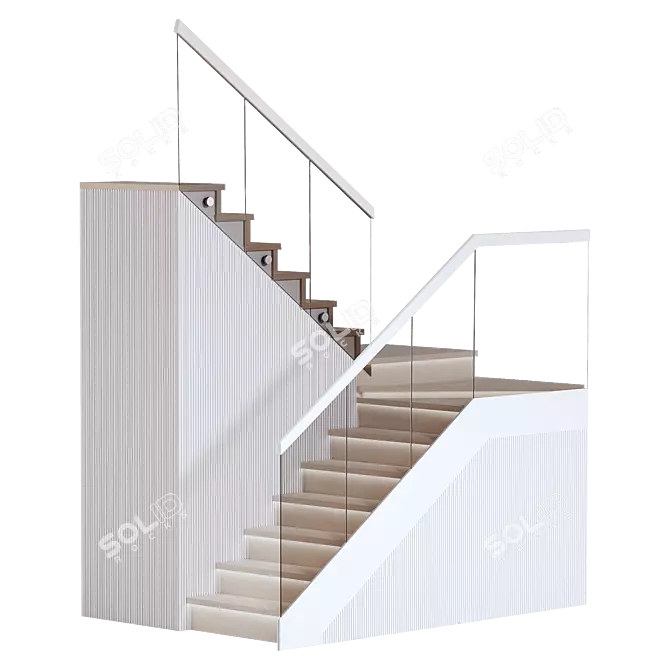 Modern Stair 3D Model Kit 3D model image 4