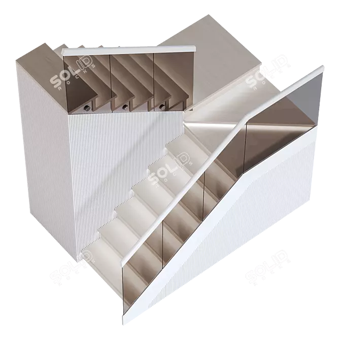 Modern Stair 3D Model Kit 3D model image 5