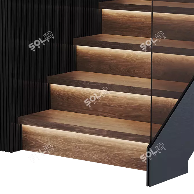 Modern Stair 3D Model Kit 3D model image 6