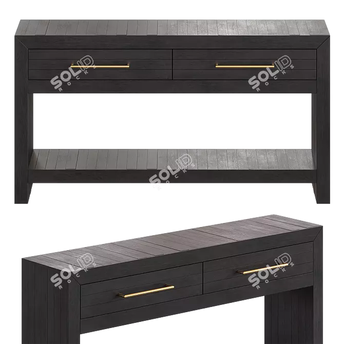 Acacia Wood Console Storage Shelf 3D model image 1