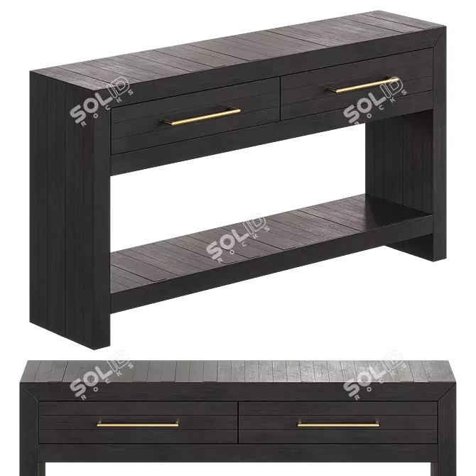 Acacia Wood Console Storage Shelf 3D model image 2