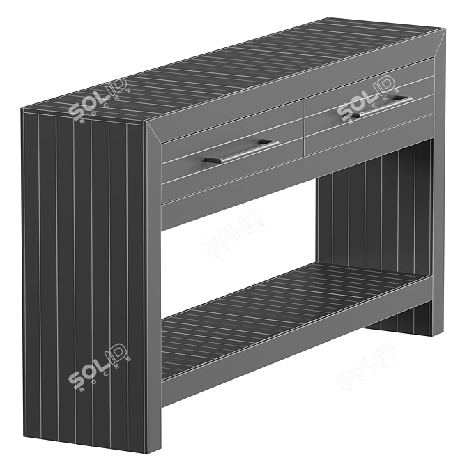 Acacia Wood Console Storage Shelf 3D model image 4