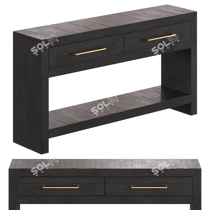 Acacia Wood Console Storage Shelf 3D model image 7