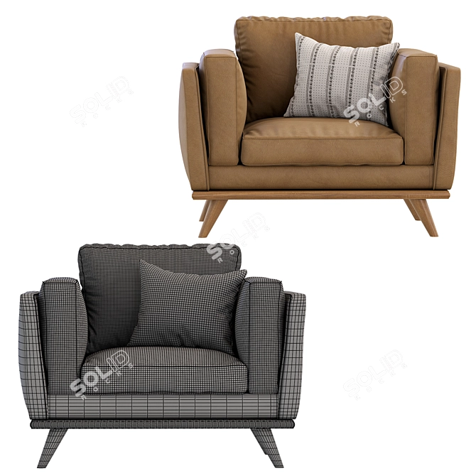 Modern Zander Armchair by West Elm 3D model image 4