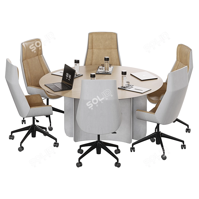 Contemporary Circle Meeting Table 3D model image 4