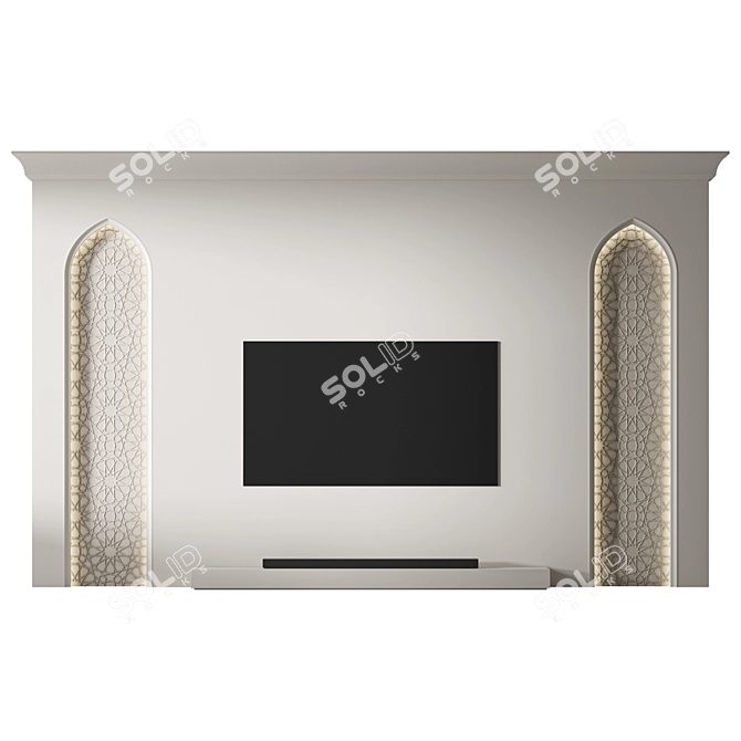 Arabic Decor TV Wall 01 3D model image 2