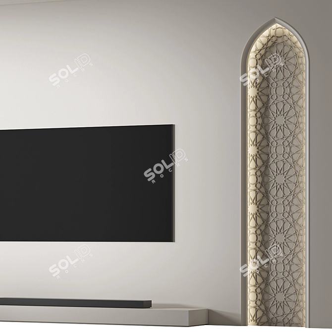 Arabic Decor TV Wall 01 3D model image 3