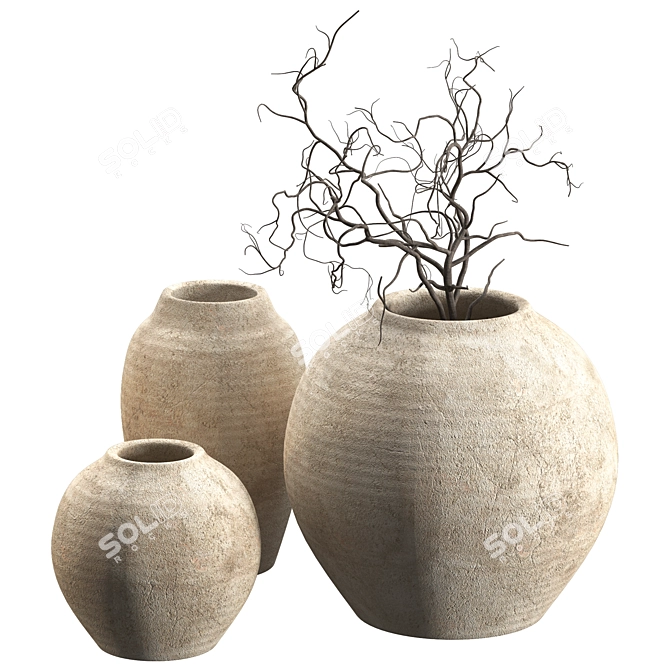 Embossed Ceramic Vases by Zara Home 3D model image 1