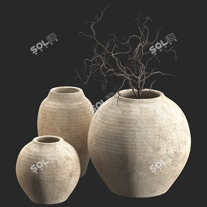 Embossed Ceramic Vases by Zara Home 3D model image 2