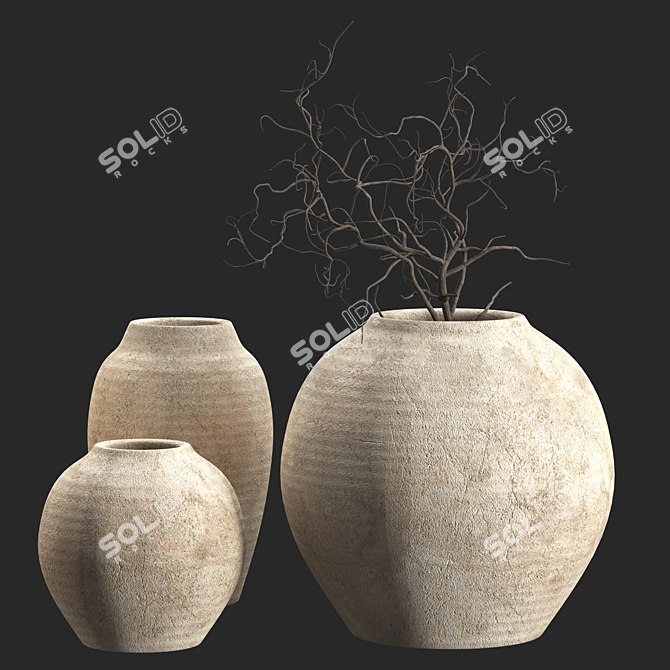 Embossed Ceramic Vases by Zara Home 3D model image 3