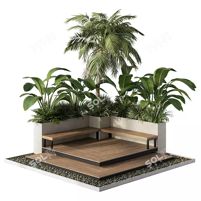 Modern Outdoor Garden Set Furnishings 3D model image 1