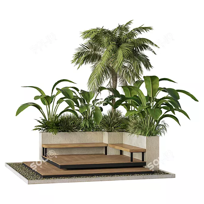 Modern Outdoor Garden Set Furnishings 3D model image 4