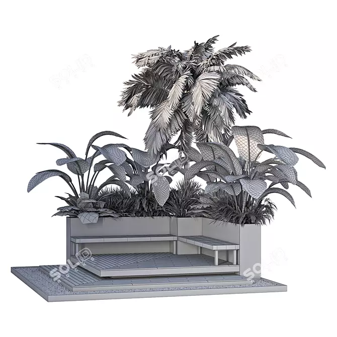 Modern Outdoor Garden Set Furnishings 3D model image 5