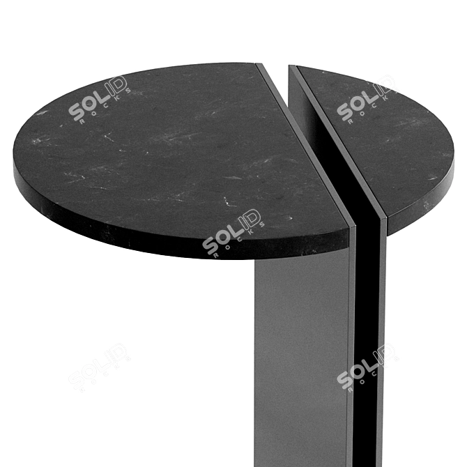 Metal Stone Half Side Table 3D model image 2