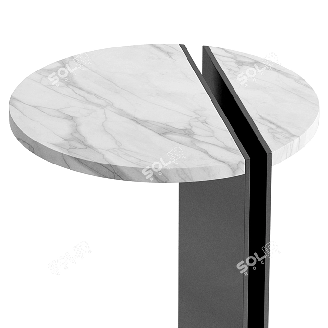 Metal Stone Half Side Table 3D model image 3