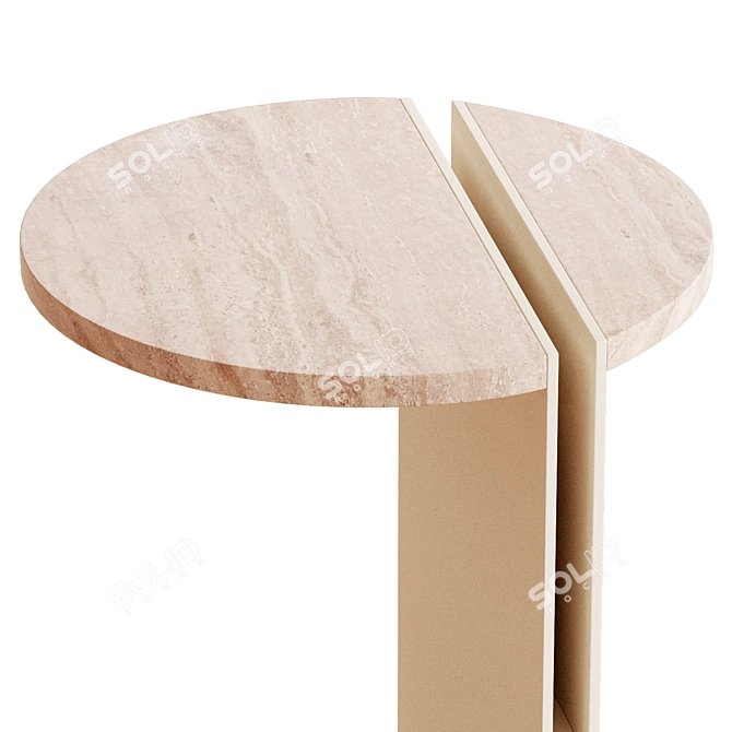 Metal Stone Half Side Table 3D model image 4