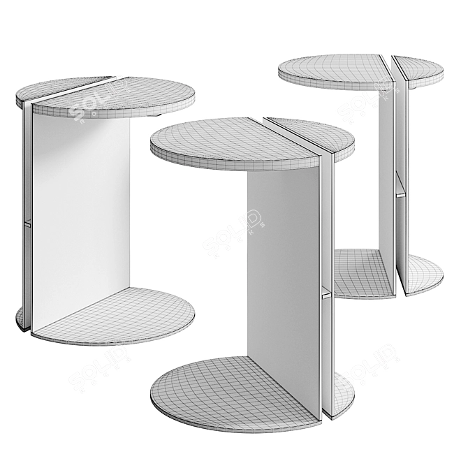 Metal Stone Half Side Table 3D model image 5