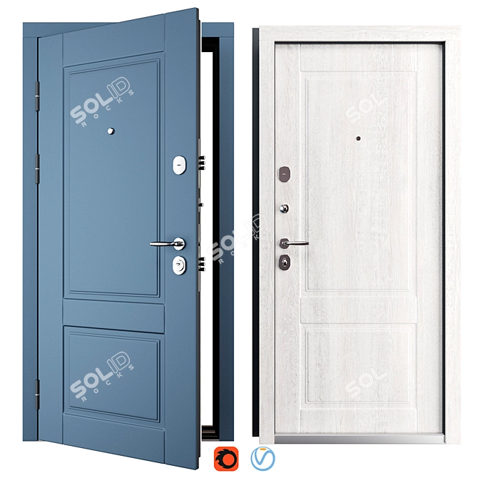  Sonata Metal Entry Door 3D model image 1