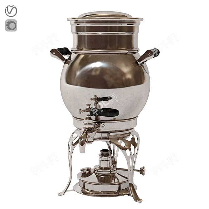 Vintage Nickel Plated Samovar 3D model image 1